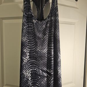 Reebok Black & White Snake Print Racerback Tank